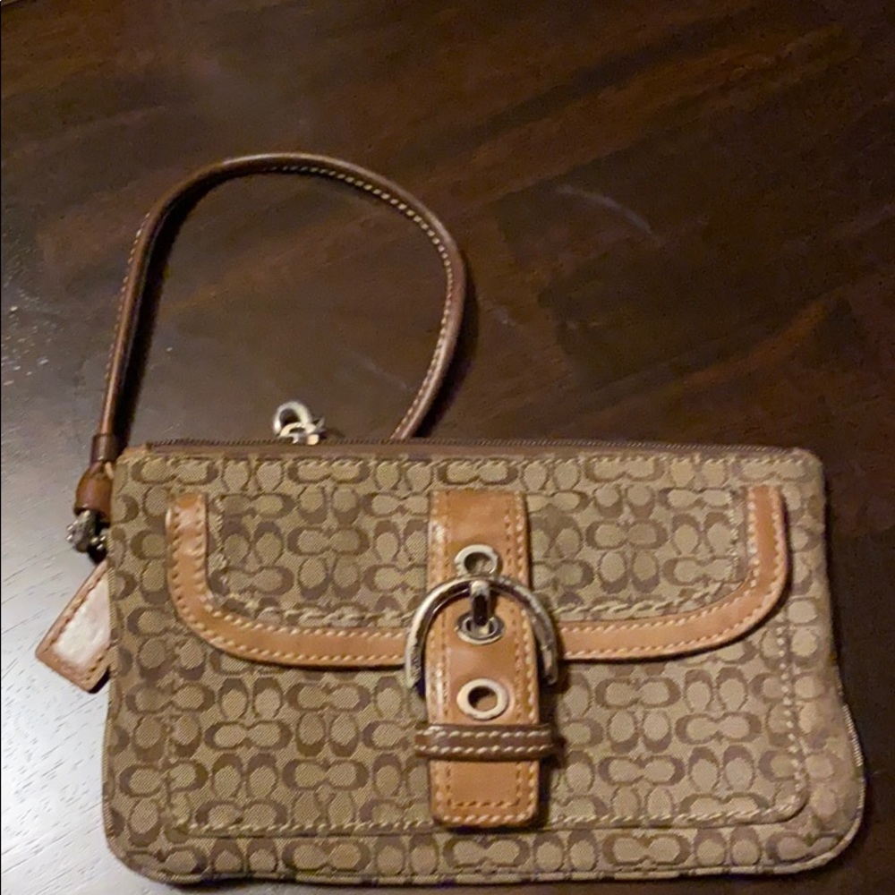 Brown coach wristlet